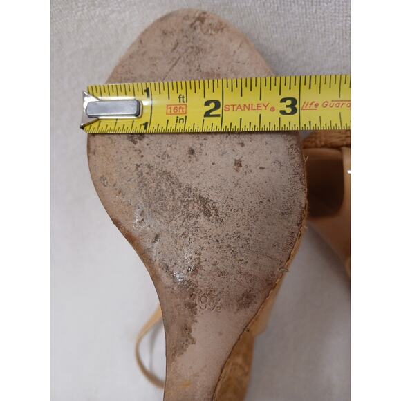 Gucci Patent Leather Strafish Raffia Wedge Slingback Sz 39.5 Tan Beige Vernice - Picture 15 of 16